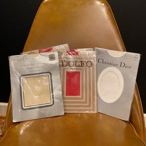 Vintage Designer Patterned Tights: Christian Dior, Adolfo, Geoffrey Beene